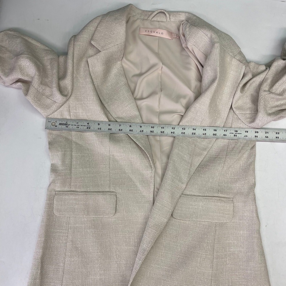 Esqualo Womens summer nubby sand colored ruched 3/4 Sleeve Blazer Size 12 - Picture 12 of 14